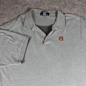 Vantage Auburn Tigers Polo Shirt Mens XL Gray Modal Blend Striped Short Sleeve